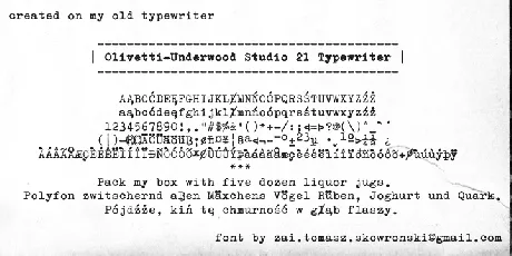 zai Olivetti-Underwood Studio 21 Typewriter font