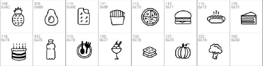 Foodlist Illustration font