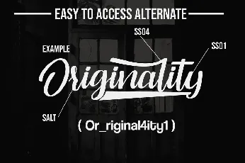 Originality Script Personal Use font