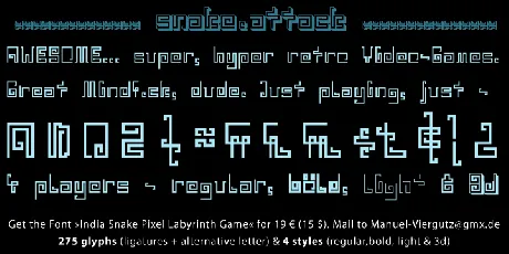 India Snake Pixel Labyrinth font