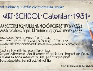 Art School Calendar 1931 font