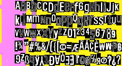 Pink Yellow Black font