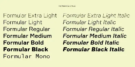 Formular Family font