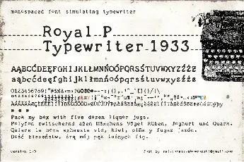 zai Royal P Typewriter 1933 font