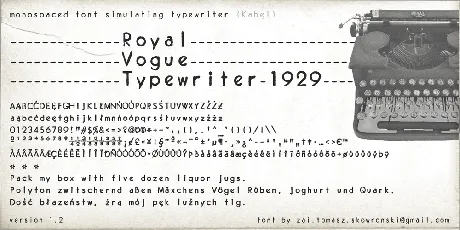 Royal Vogue Typewriter 1929 font