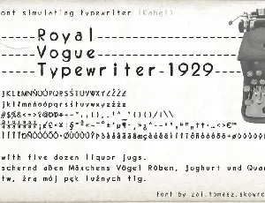 Royal Vogue Typewriter 1929 font
