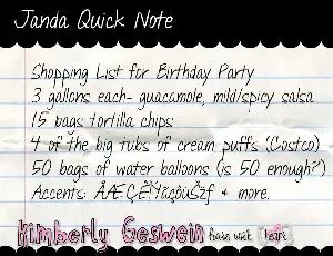 Janda Quick Note font