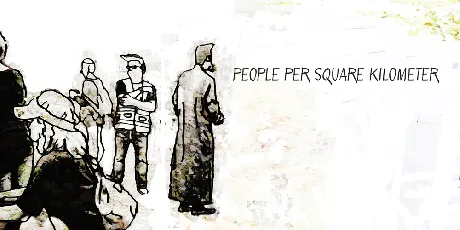 People per square kilometer font