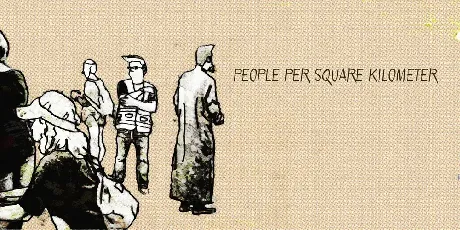 People per square kilometer font