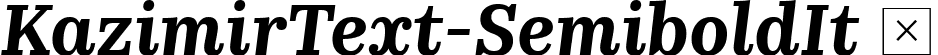 KazimirText-SemiboldIt  font | KazimirText-SemiboldIt.ttf