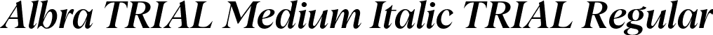 Albra TRIAL Medium Italic TRIAL Regular font | AlbraTRIAL-Medium-Italic.otf