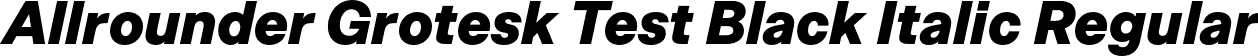 Allrounder Grotesk Test Black Italic Regular font | AllrounderGroteskTest-BlackItalic.otf