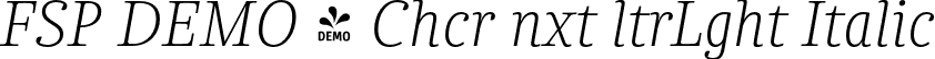 FSP DEMO - Chcr nxt ltrLght Italic font | Fontspring-DEMO-chucaranext-ultralight-italic.otf