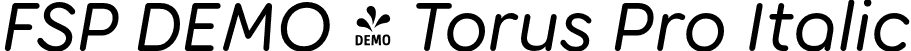 FSP DEMO - Torus Pro Italic font | Fontspring-DEMO-toruspro-italic.otf