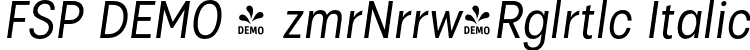 FSP DEMO - zmrNrrw-Rglrtlc Italic font | Fontspring-DEMO-izmirnarrow-regular-italic.otf