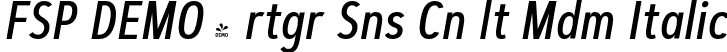 FSP DEMO - rtgr Sns Cn lt Mdm Italic font | Fontspring-DEMO-artegra_sans-condensed-alt-500-medium-italic.otf