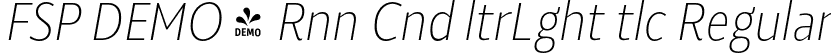 FSP DEMO - Rnn Cnd ltrLght tlc Regular font | Fontspring-DEMO-roanne_150_condensed_ultralight_italic.otf