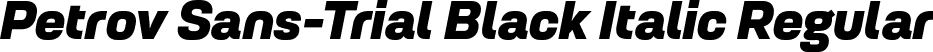 Petrov Sans-Trial Black Italic Regular font | PetrovSans-Trial-BlackItalic.otf
