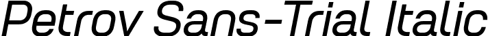 Petrov Sans-Trial Italic font | PetrovSans-Trial-RegularItalic.ttf