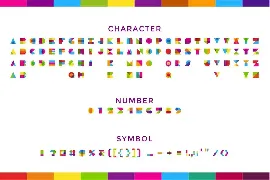 Garis Lengkung - Colorful Font