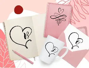 Monogram Heart Flourish Font