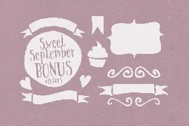 Sweet September script serif with clipart font