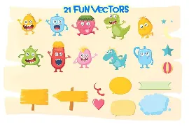 Monster World font & Fun Vector Pack